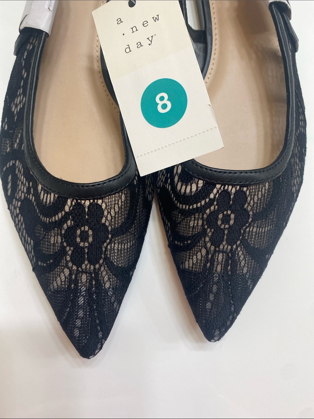 a new day Black Lace Pointed Slingback Flats - Picture 5 of 7